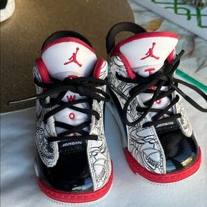 Jordan Kids' Black, Red, and White Sneakers